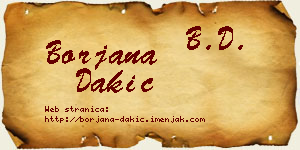 Borjana Dakić vizit kartica